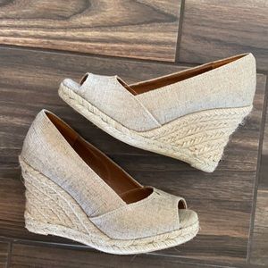 Peep Toe Tan Espadrille Wedges